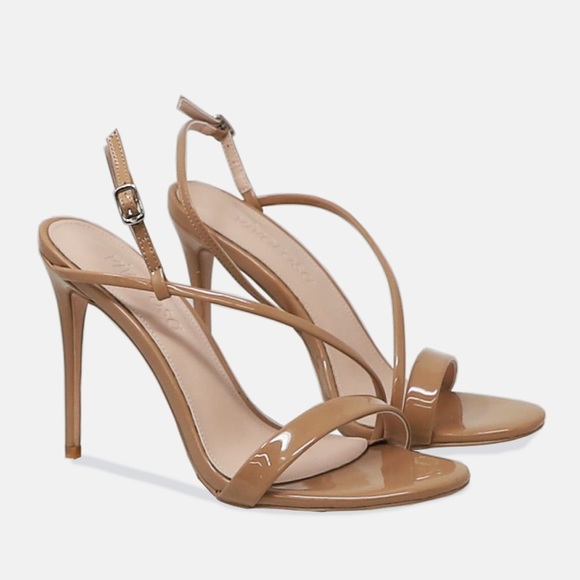 vivorosa Shoes - Women’s Barely There High Heel Stiletto Sandals in Nude Faux Patent Leather